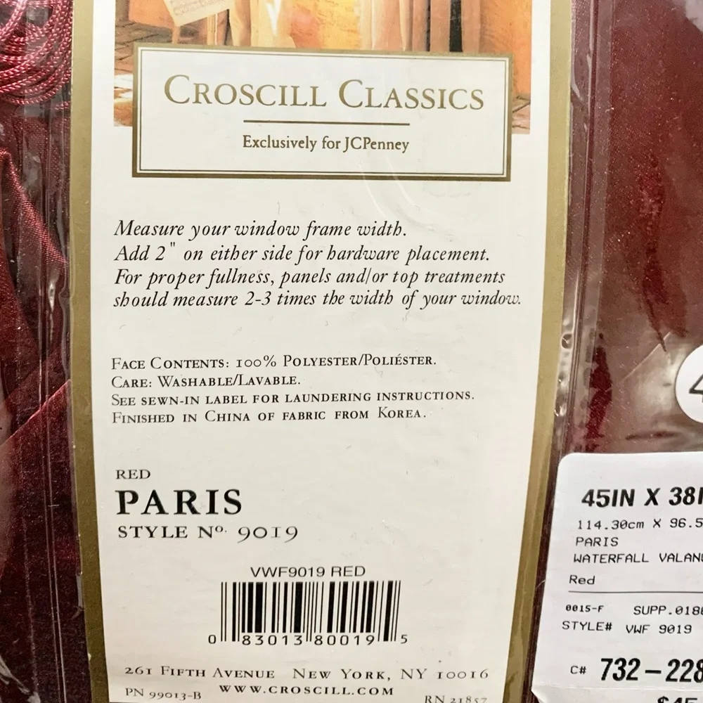 Croscill Classics Lot of 6 Waterfall Valance - Red & Candlelight NEW 45” x 38”